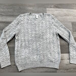 Women’s H&M Gray Cable Knit Crewneck Sweater